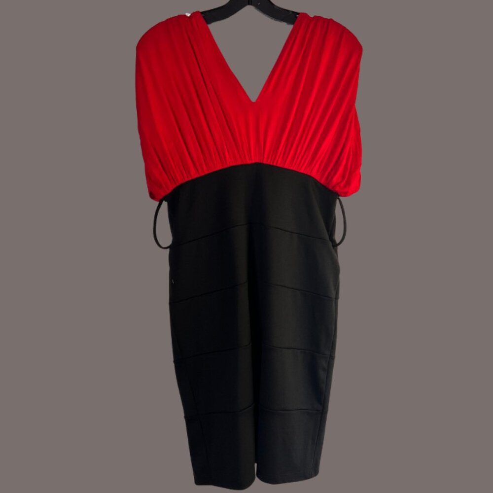 Red/Black Deep V (Front/back) Bodycon Mini Dress - New w/ Tags
